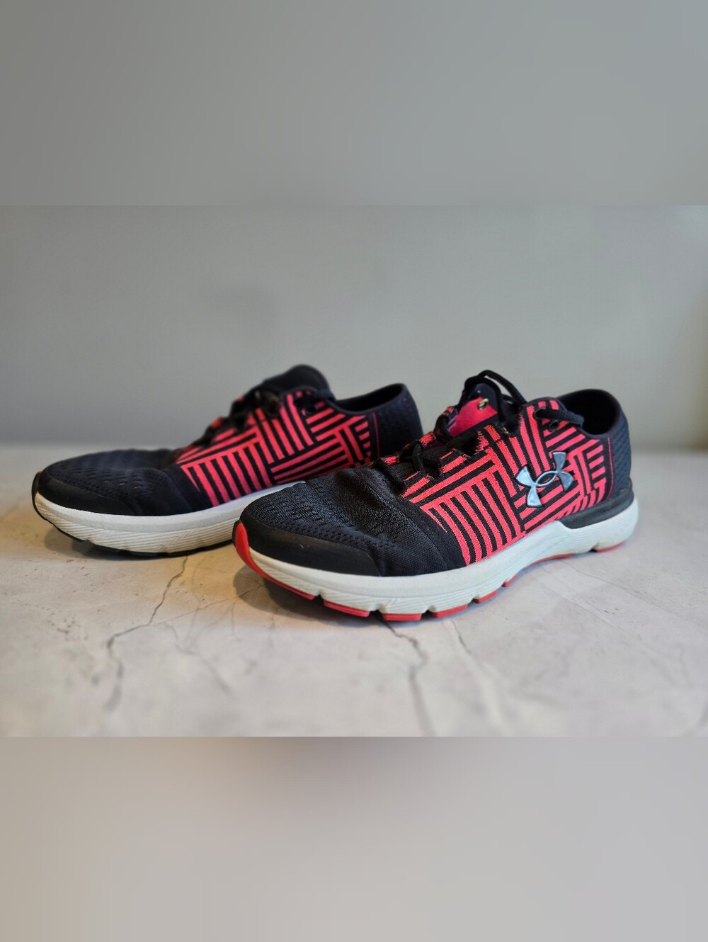 Under Armour Black and Red Athletic Running Shoes
